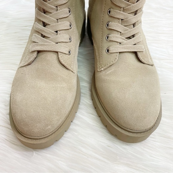 Steve Madden Checker Lug Sole Combat Boot in Taupe Suede Leather Women’s Size 8 - Picture 4 of 10